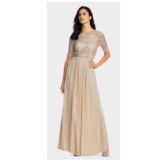 Adrianna Papell Dresses & Skirts - ADRIANNA PAPELL SEQUIN LACE BODICE & CHIFFON GOWN
